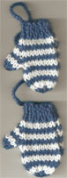 Hand Knit Mini Mitts-Teal/White Stripe