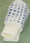  hand knit ladies white waffle mitts